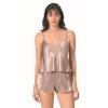 Vizon Saten Babydoll Şort Takımı