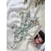 Yeşil Çiçek Büyük Desenli Bodysuit