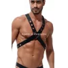 Yuvarlak Detaylı X Harness - Şık Erkek  Göğüs Harness, Deri Harness - Brfm219