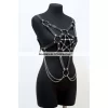 Zincir Detaylı Şık Deri Göğüs Harness, Büstiyer Harness, Deri Göğüs Harness- Brf1399