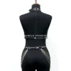 Zincirli Deri Harness, Deri Dansçı Kostüm, Choker Detaylı Deri Harness - Brf1397
