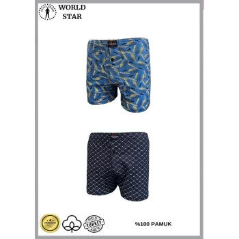 2li Likralı Pamuklu Renkli Erkek Boxer