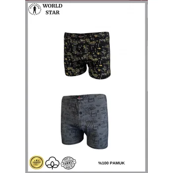 2li Likralı Pamuklu Renkli Erkek Boxer