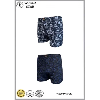2li Likralı Pamuklu Renkli Erkek Boxer