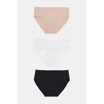 Luz&Pos Arias Closet Büyük Beden Pamuklu Siyah Beyaz Ten Rengi 3lü Külot