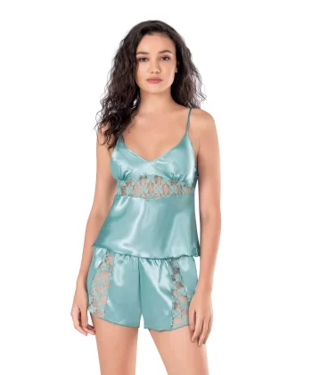 Aqua Saten Babydoll Şort Takımı