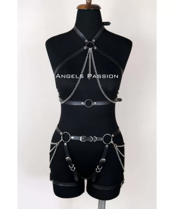 Deri Body Harness, Kadın Deri Fantezi Giyim - Brf1084