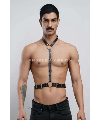 Deri Boyundan Askılı Erkek Harness, Clubwear, Leather Partywear - Brfm124