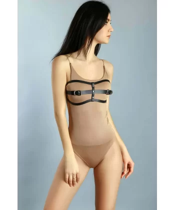 Deri Fantezi Sütyen, Fantazi Göğüs Üzeri Deri Harness - Brf1020