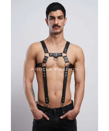 Erkek Göğüs Harness, Erkek Deri Pantolon Askısı, Erkek Clubwear - Brfm23