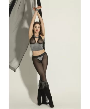 Fantezi Bralet Pantolon Takım Siyah/gümüş  (brf6054)