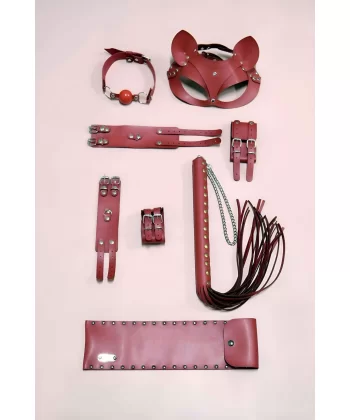 Kırbaç Kelepçe Set, 5li Set, El - Ayak Kelepçesi, Maske, Ağız Topu - Brf1307