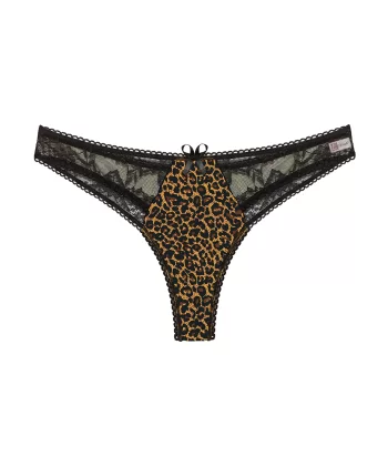 Leopar Desenli Dantelli Fantezi G String Külot