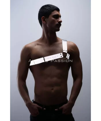 Reflektörlü (karanlıkta Parlayan) Tek Omuz Erkek Göğüs Harness, Clubwear - Brfm32