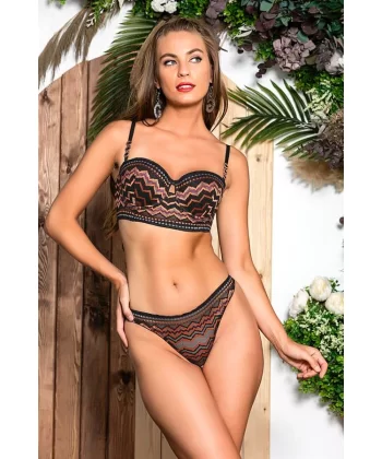 Straplez Bralet Sütyen, String Takım Siyah (brf31892)