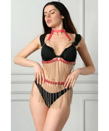 Zincirli Göğüs Ve Etek Harness Takım - Brf504