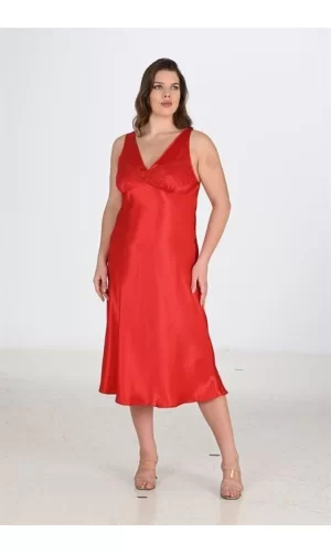 2li Kırmızı Sabahlık Takımı Bigsize 6226