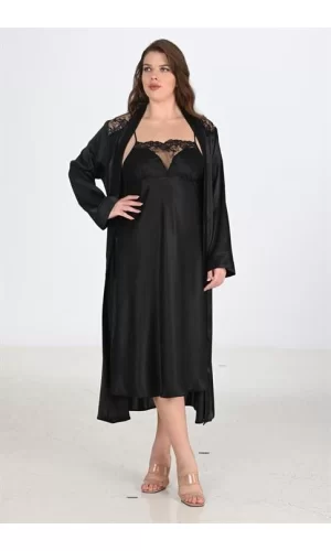 2li Siyah Sabahlık Takımı Bigsize 6221