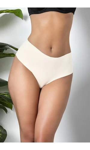 3lü Paket Dikişsiz, İz Yapmaz, Lazer Kesim, Yüksek Bel Slip Külot Ekru (brf21263)