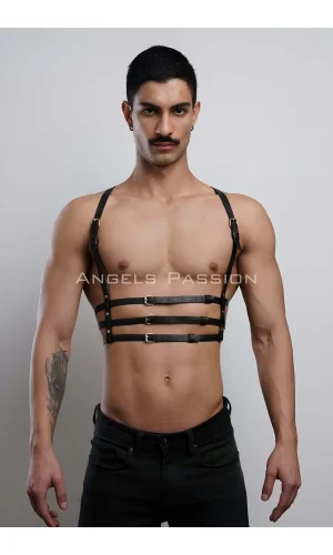 3 Sıralı Erkek  Göğüs Harness, Şık T-shirt Üzeri Aksesuar - Brfm107