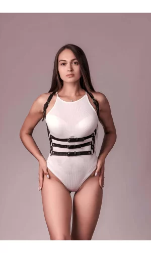 3 Sıralı Göğüs Harness, Club Aksesuar, Seksi Deri Dans Aksesuarı - Brf600