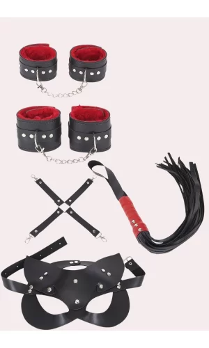 4 Lü Kol Bacak Kırbaç Maske Orta Tutturucu Deri Set 700418