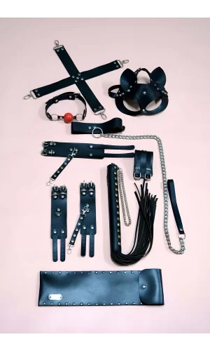 7li Fantezi Kırbaç Set, Kelepçe Takım, Ayak Kelepçesi, Kedi Maskesi - Brf1309