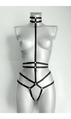 Ağ Kısmı Açık Seksi Jartiyer Harness - Brf370
