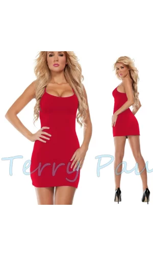 B100865 Kırmızı Askılı Elbise