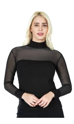 Balıkçı Yaka Transparan Kadın Tişört 296