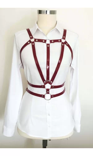 Beli Çift Sıralı Üçgen Deri Harness - Brf114