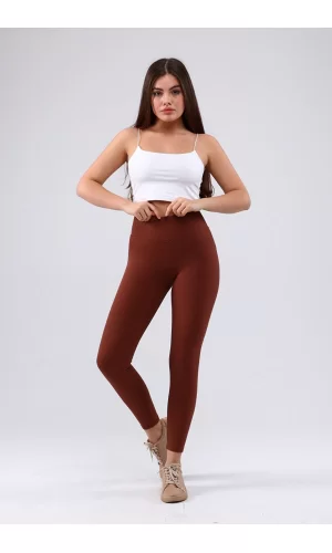 Bordo Yüksek Bel Fitilli Tayt 0608