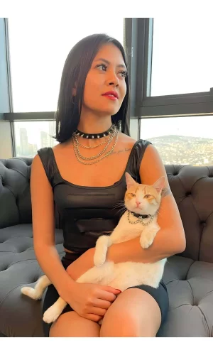 Çivi Ve Zincir Detaylı Şık Anne - Kedi Choker Set - Apft1042
