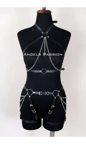 Deri Body Harness, Kadın Deri Fantezi Giyim - Brf1084