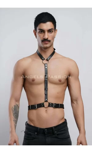 Deri Boyundan Askılı Erkek  Harness, Clubwear, Leather Partywear - Brfm124