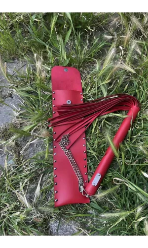 Deri Çantalı Kırmızı Kırbaç, Şık Deri Kırbaç, Sexy Aksesuar - Brf1287