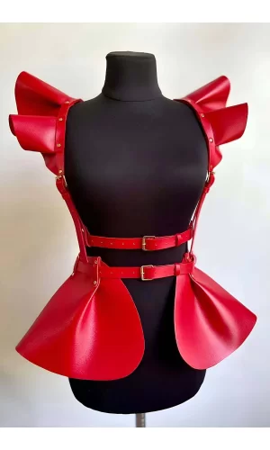 Deri Elbise Harness, Şık Mini Deri Elbise, Prenses Deri Elbise - Brf1001