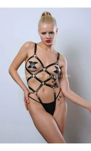 Deri Fantezi Giyim, Vücudu Saran Full Body Harness - Brf811