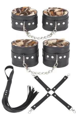 Deri Leoparlı 4lü Harness Set
