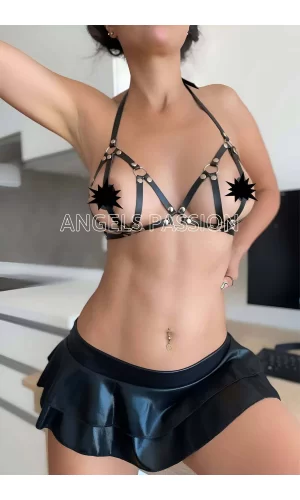 Deri Sütyen, Fantazi Sütyen Deri Harness - Brf111