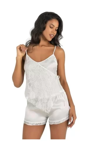 Ekru Saten Şort Takımı 9204