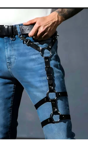 Erkek  Bacak Harness, Deri Bacak Aksesuarı, Fantazi Erkek  Dış Giyim - Brfm176