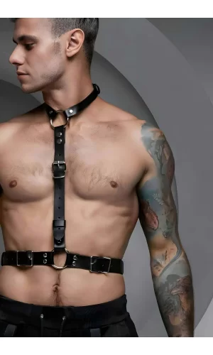 Erkek  Deri Boyundan Askılı Bel Kemeri Harness - Brfm124