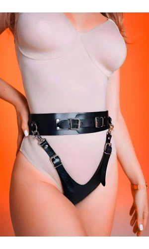 Fantazi Bel Kemerli Arkası Açık Deri Külot Harness - Brf1276
