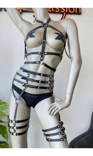 Fantazi Deri İç Giyim Jartiyer Harness - Brf524