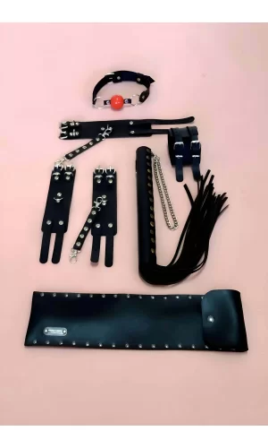 Fantazi Kırbaç Takım 4lü Set, El - Ayak Kelepçesi, Kırbaç, Ağız Topu - Brf1306