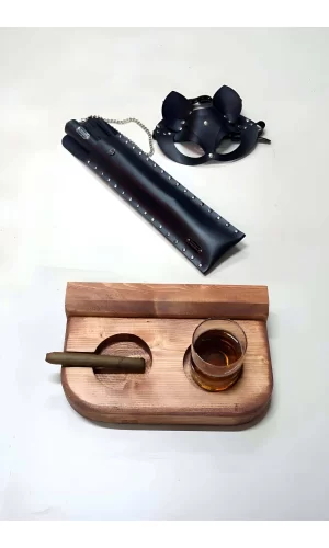 Fantezi Set 3lü - Kırbaç, Maske Ve Bardaklık - Küllük - Master Collection - Brf1312-s1-t2