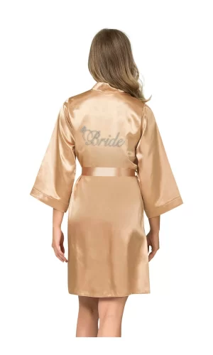Gold Kısa Saten Bride Sabahlık