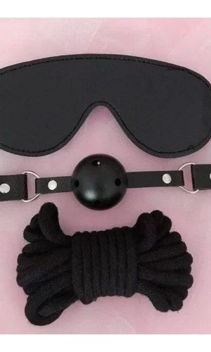 Gözlük Ağız Topu İp Üçlü Deri Harness Set