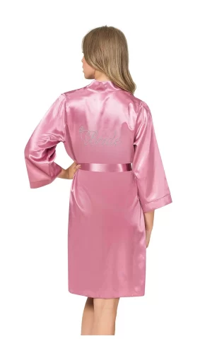 Gül Kurusu Kısa Saten Bride Sabahlık